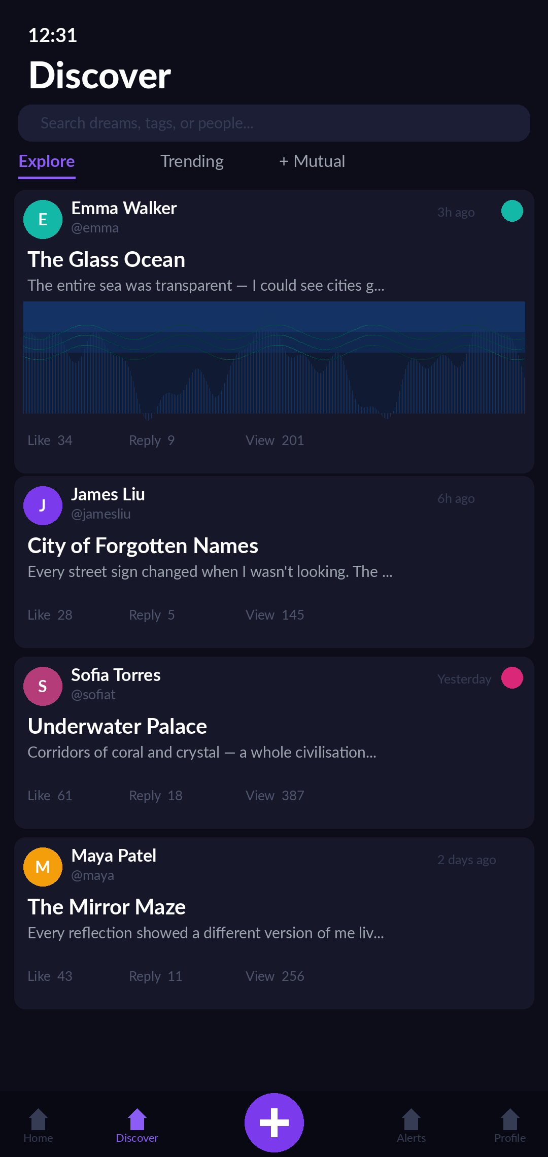 Discover screen