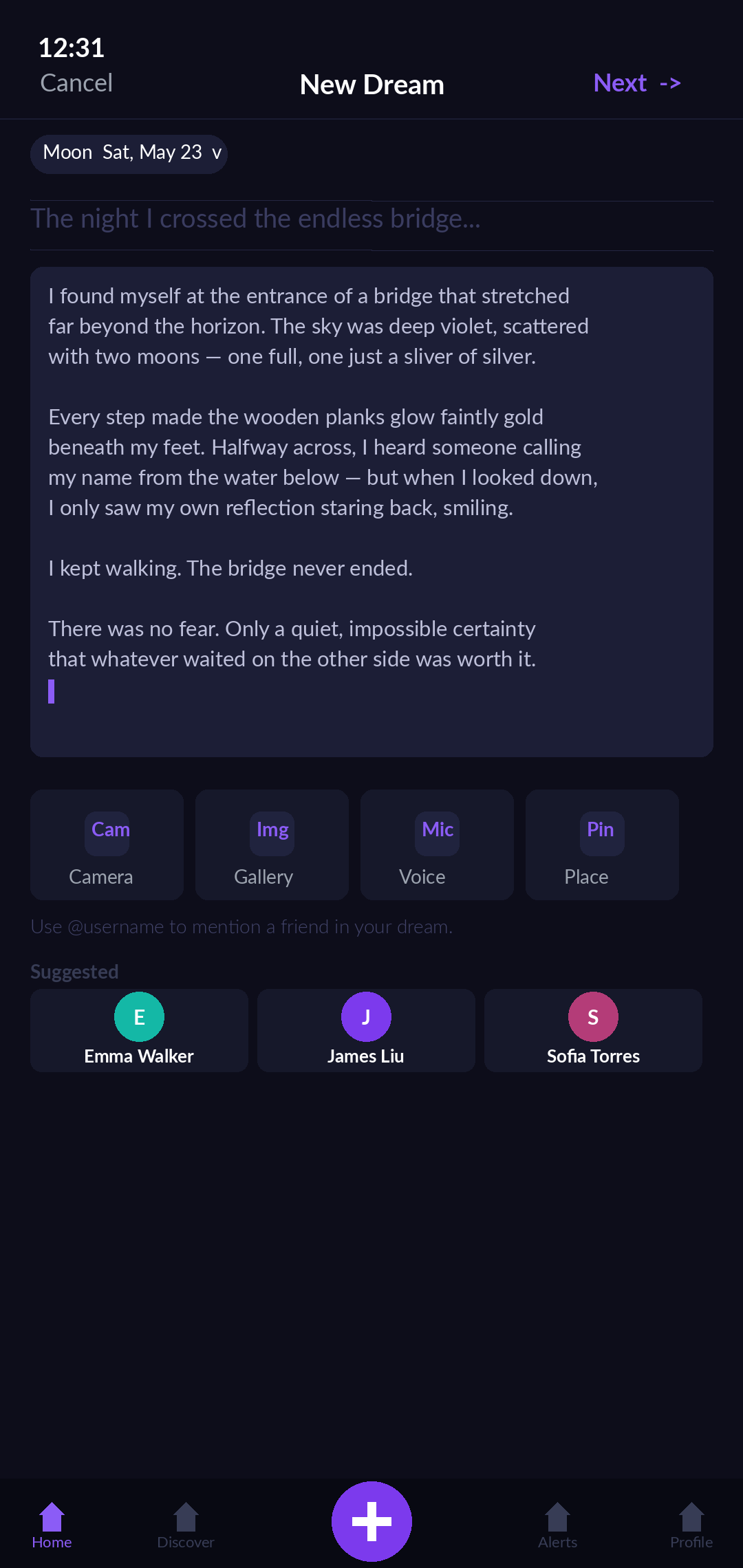New dream compose screen